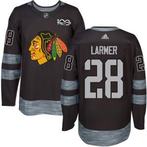 Herren Chicago Blackhawks Eishockey Trikot Steve Larmer #28 Premier Schwarz 1917-2017 100th Anniversary